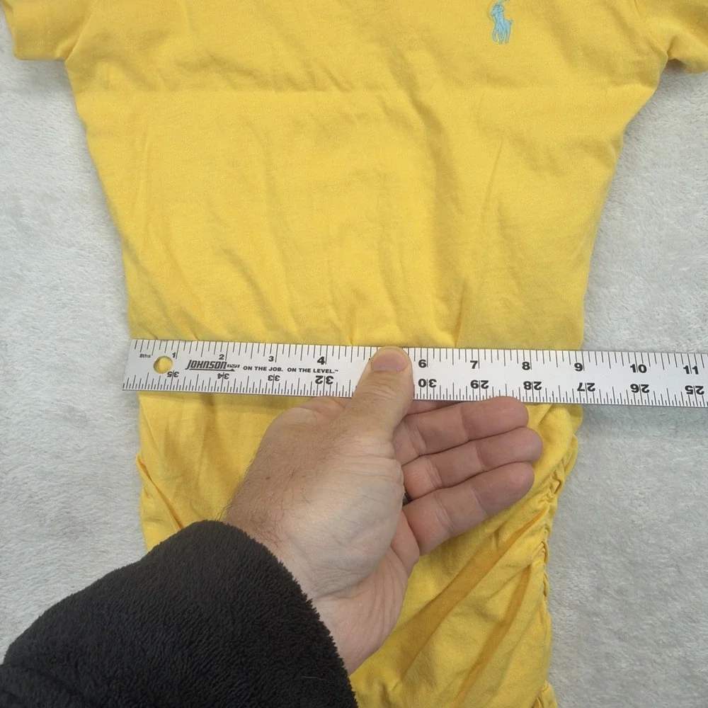 Polo Ralph Lauren Girls Dress Size 5 Yellow Pima Cotton Ruffle Hem Pony